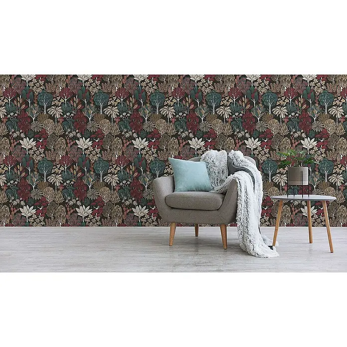 Tadessi Vliestapete M1-No.569 - Schwarz, Floral, 10,05 x 0,53 m