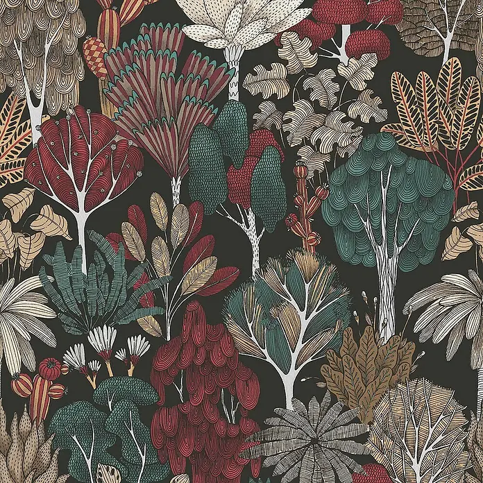Tadessi Vliestapete M1-No.569 - Schwarz, Floral, 10,05 x 0,53 m
