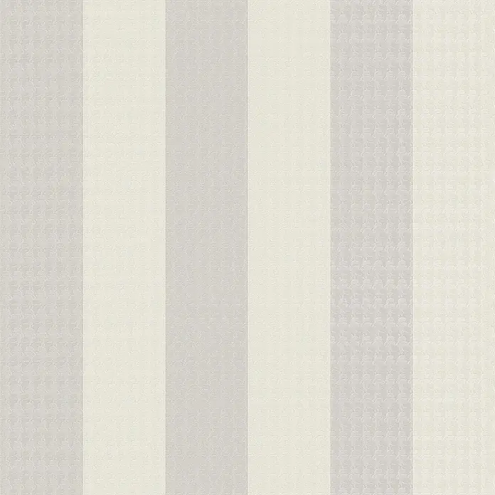 Tadessi Vliestapete M1-No.596 - Grau, Streifen, 10,05 x 0,53 m - Gestreifte Tapete mit abwechselnd hellgrau gemusterten und cremeweißen texturierten vertikalen Streifen.
