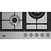 Beko Placa de cocción de gas HIAW 75225 SL (Zonas de cocción: 5, Parrillas de hierro fundido, Acero inoxidable)