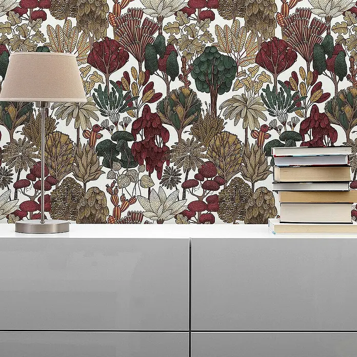 Tadessi Vliestapete M1-No.570 - Rot, Floral, 10,05 x 0,53 m