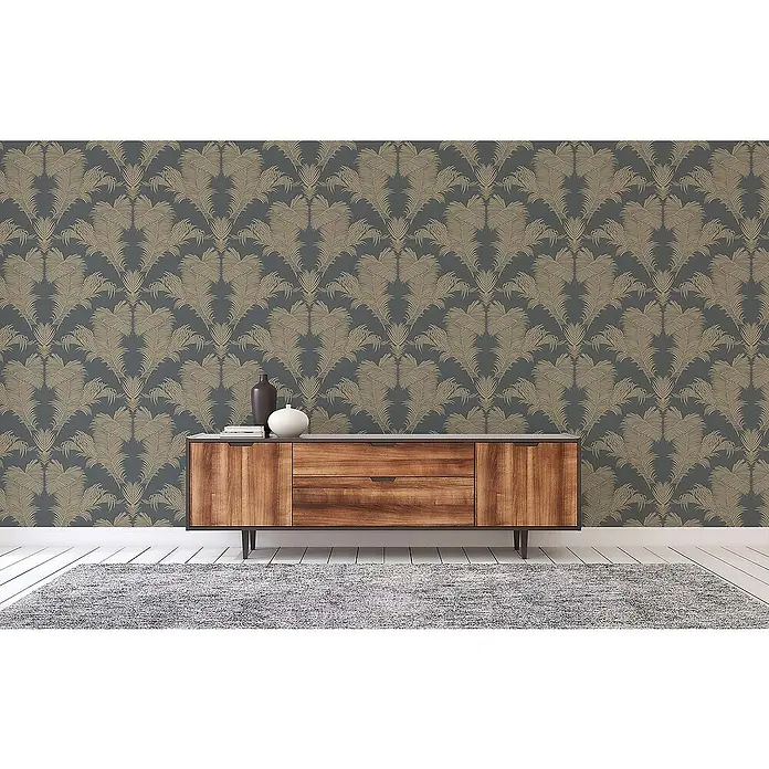 Tadessi Vliestapete M1-No.1690 - Grau, Floral, 10,05 x 0,53 m