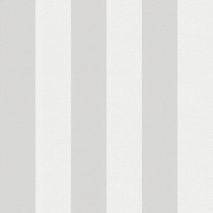 Tadessi Vliestapete M1-No.2243 - Grau, Streifen, 10,05 x 0,53 m - Strukturierte Tapete mit abwechselnden hellgrauen und weißen vertikalen Streifen.