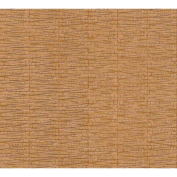 Tadessi Vliestapete M1-No.1709 - Orange, Sonstiges, 10,05 x 0,53 m - Nahtloses Muster aus verwitterten braun-orangen Horizontalblöcken mit strukturierten, unregelmäßigen Linien, Holz oder Ziegeln ähnelnd.
