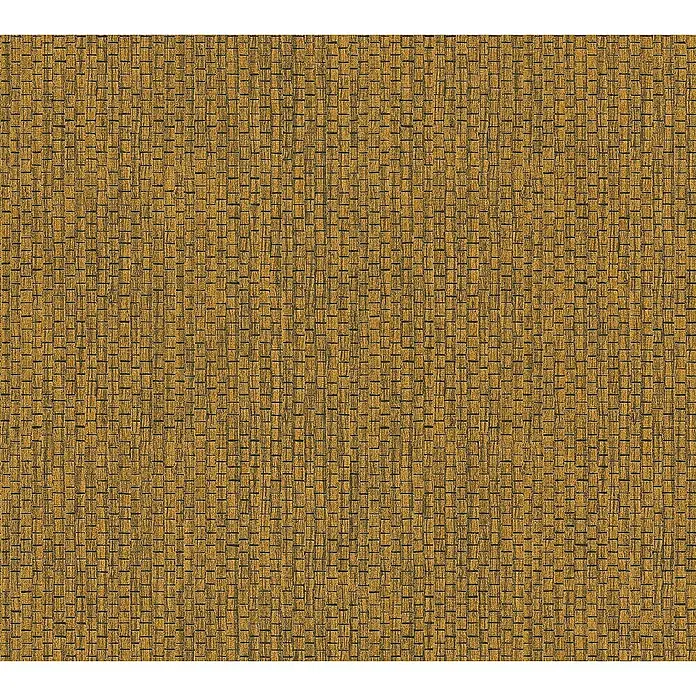 Tadessi Vliestapete M1-No.1731 - Schwarz, Sonstiges, 10,05 x 0,53 m - Goldbrauner Textilstoff mit dichtem, gewebtem Muster.