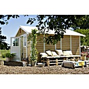 Grosfillex Caseta para jardín Deco (Medidas ext. (An x Pr): 315 x 357 cm, Plástico, Blanco/Efecto madera, 11 m²) | BAUHAUS