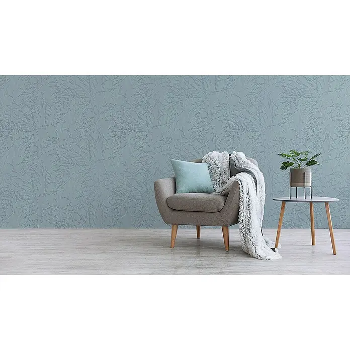 Tadessi Vliestapete M1-No.1726 - Blau, Floral, 10,05 x 0,53 m