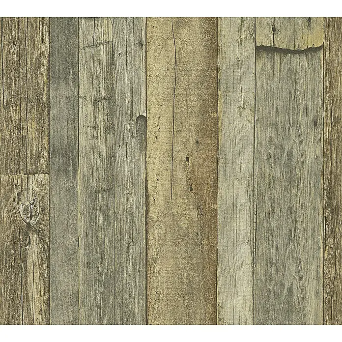 Tadessi Vliestapete M1-No.1421 - Gelb, Holzoptik, 10,05 x 0,53 m - Verwitterte Holzbretter in verschiedenen Braun- und Grautönen.