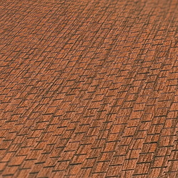 Tadessi Vliestapete M1-No.1733 - Schwarz, Sonstiges, 10,05 x 0,53 m - Texturierte rotbraune Dachschindeln in überlappendem Muster, eine Fläche bedeckend.