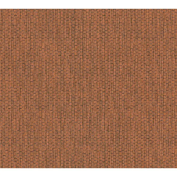 Tadessi Vliestapete M1-No.1733 - Schwarz, Sonstiges, 10,05 x 0,53 m - Erdfarbenes, orangefarbenes Textilgewebe mit engem, kleingemustertem Webmuster.