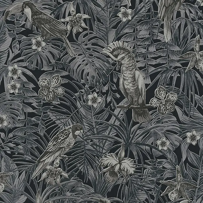Tadessi Vliestapete M1-No.322 - Schwarz, Floral, 10,05 x 0,53 m