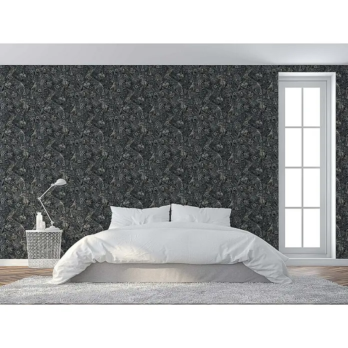 Tadessi Vliestapete M1-No.322 - Schwarz, Floral, 10,05 x 0,53 m