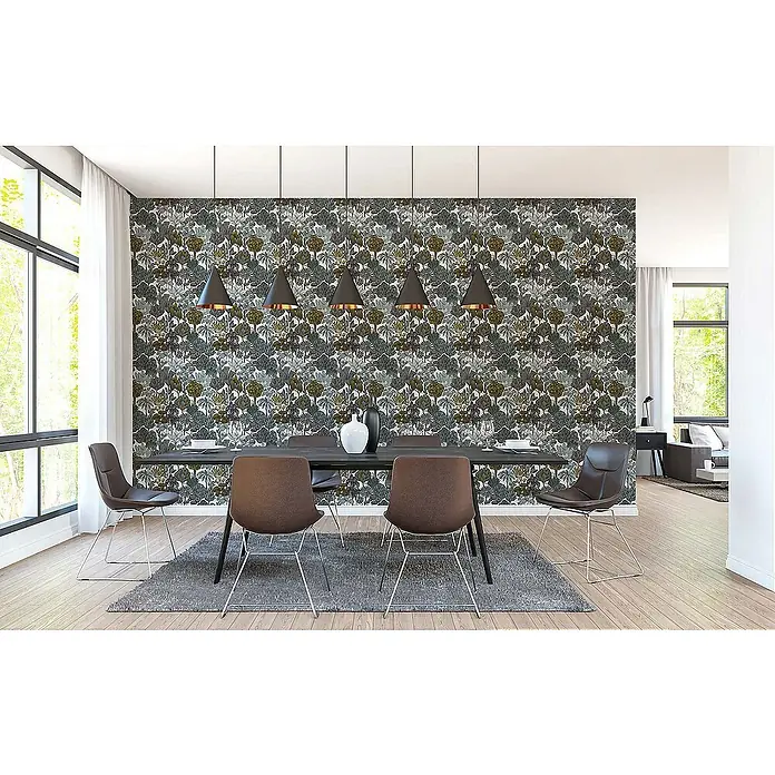 Tadessi Vliestapete M1-No.1459 - Grau, Floral, 10,05 x 0,53 m
