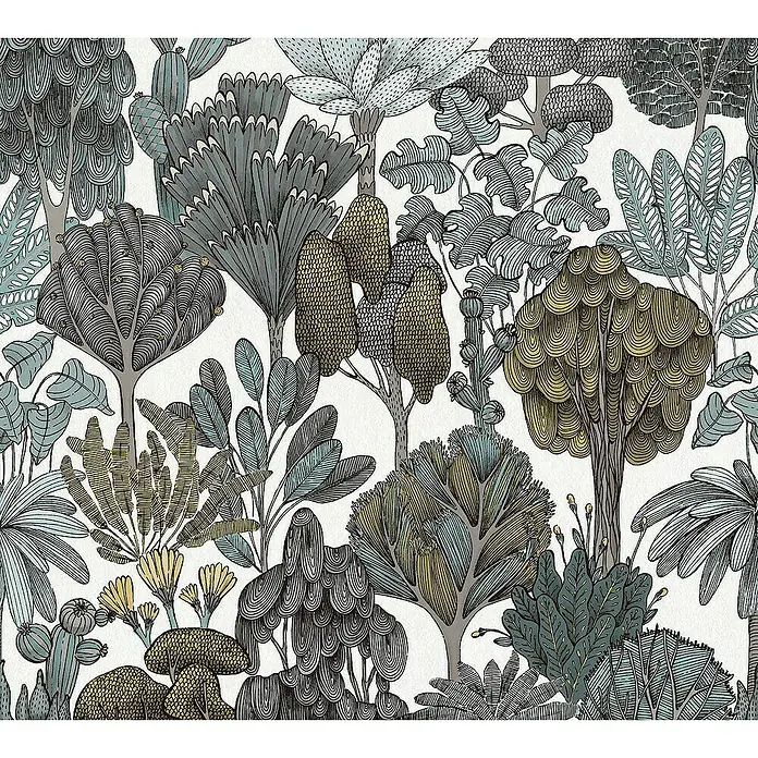 Tadessi Vliestapete M1-No.1459 - Grau, Floral, 10,05 x 0,53 m