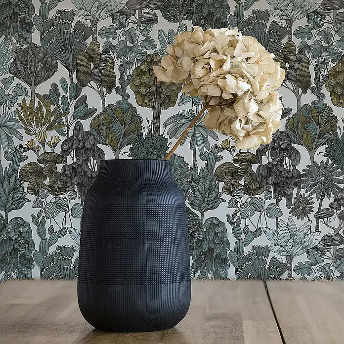Tadessi Vliestapete M1-No.1459 - Grau, Floral, 10,05 x 0,53 m