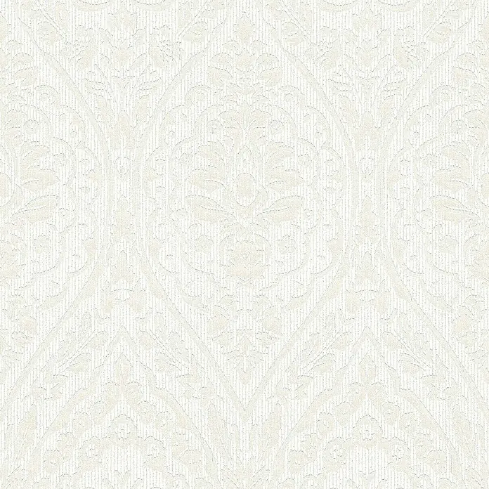 Tadessi Vliestapete M1-No.3852 - Creme, Streifen, 10,05 x 0,53 m - Cremefarbene Tapete mit dezentem, strukturiertem Damastmuster für die Inneneinrichtung.