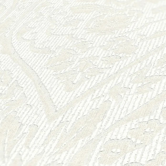 Tadessi Vliestapete M1-No.3852 - Creme, Streifen, 10,05 x 0,53 m - Hellbeige strukturierte Tapete mit geprägtem, dezentem Muster.