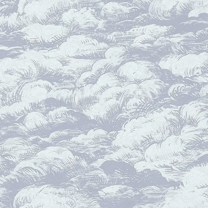 Tadessi Vliestapete M1-No.536 - Grau, Sonstiges, 10,05 x 0,53 m - Weiche blau-graue Tapete mit weißen handgezeichneten Wolken.