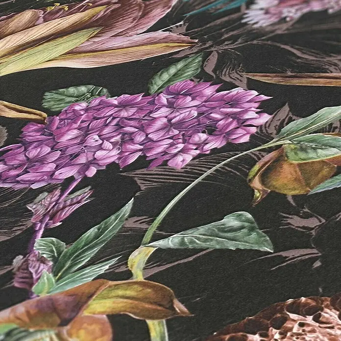 Tadessi Vliestapete M1-No.778 - Schwarz, Floral, 10,05 x 0,53 m