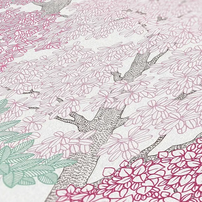 Tadessi Vliestapete M1-No.1444 - Rosa, Floral, 10,05 x 0,53 m