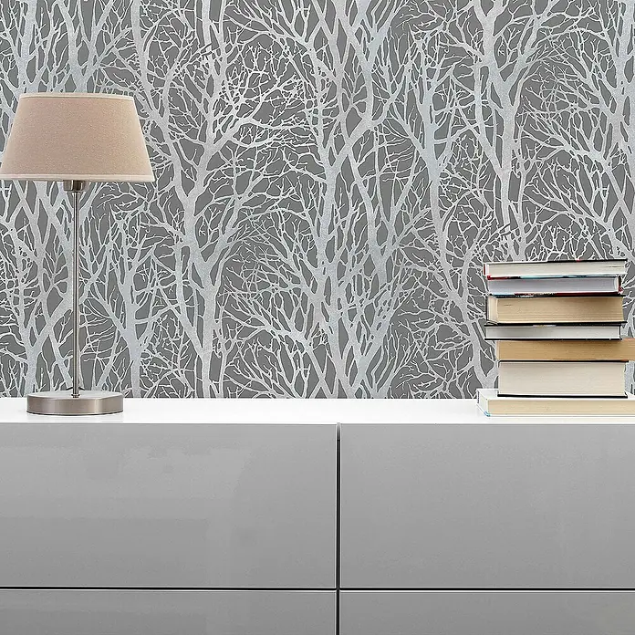 Tadessi Vliestapete M1-No.26 - Grau, Floral, 10,05 x 0,53 m