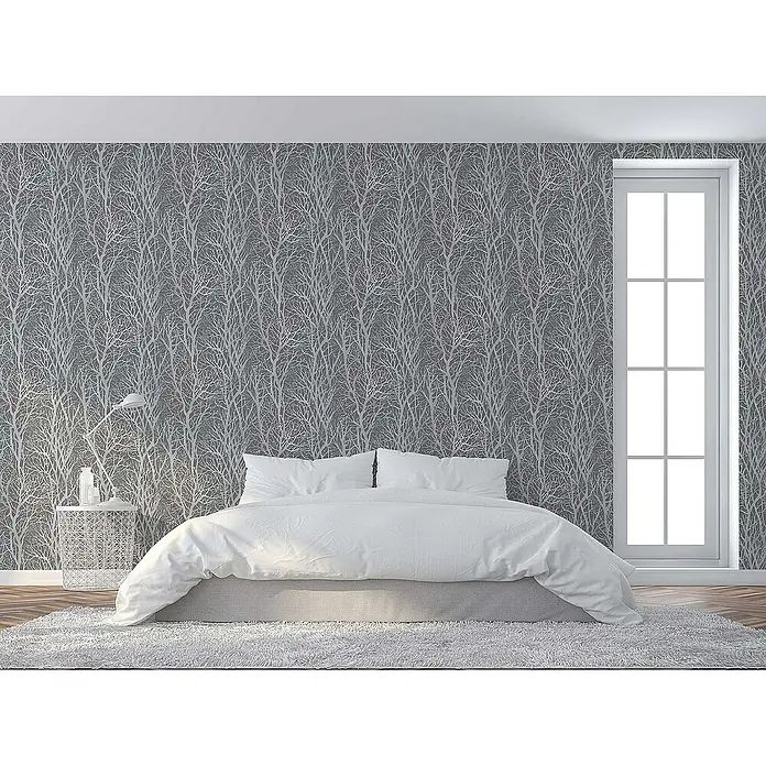 Tadessi Vliestapete M1-No.26 - Grau, Floral, 10,05 x 0,53 m