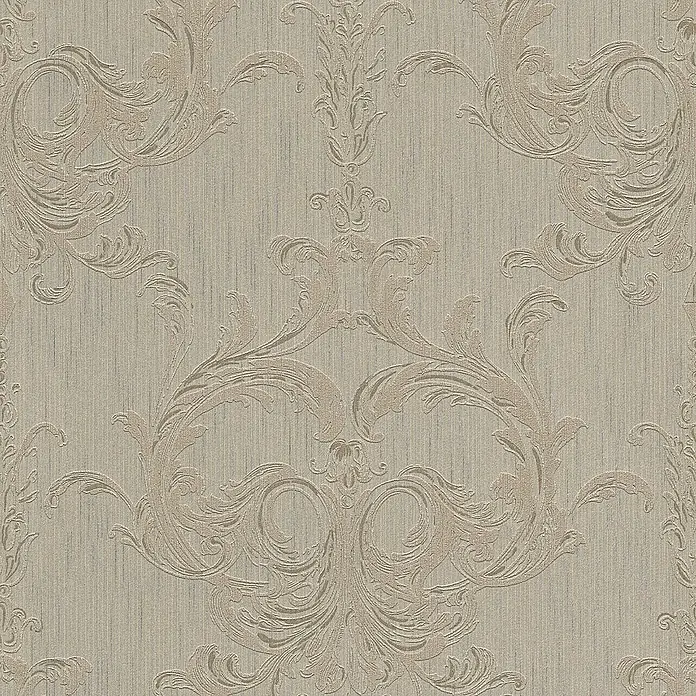 Tadessi Vliestapete M1-No.3860 - Braun, Streifen, 10,05 x 0,53 m - Beige Tapete mit erhabenem, ornamentalen Damastmuster.