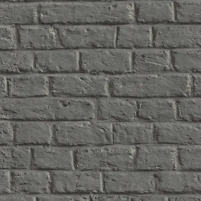 Tadessi Vliestapete M1-No.270 - Schwarz, Steinoptik, 10,05 x 0,53 m - Dunkelgraue Ziegelwand-Textur mit rauer, gebrauchter Oberfläche.