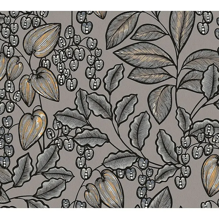 Tadessi Vliestapete M1-No.1452 - Grau, Floral, 10,05 x 0,53 m