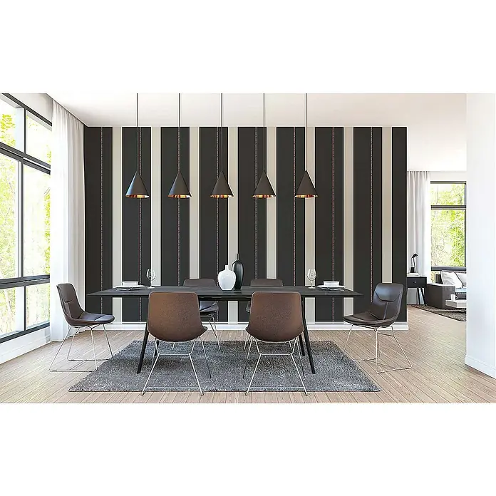 Tadessi Vliestapete M1-No.590 - Schwarz, Streifen, 10,05 x 0,53 m