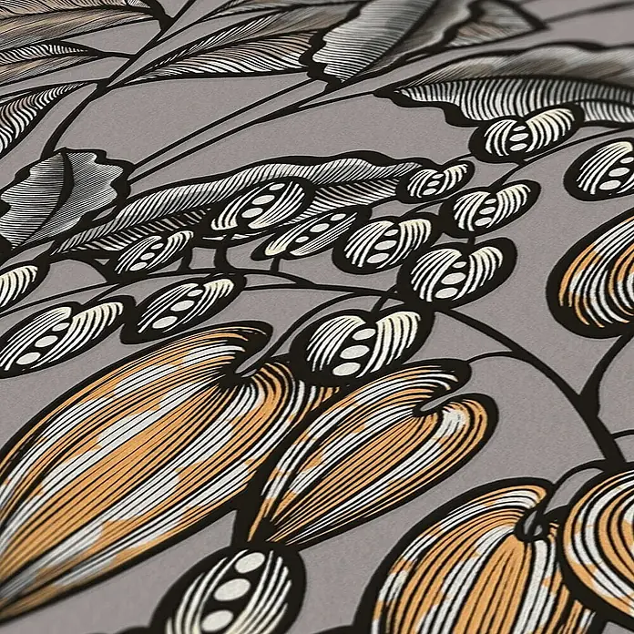 Tadessi Vliestapete M1-No.1452 - Grau, Floral, 10,05 x 0,53 m
