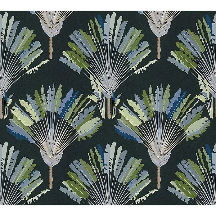 Tadessi Vliestapete M1-No.1547 - Schwarz, Floral, 10,05 x 0,53 m