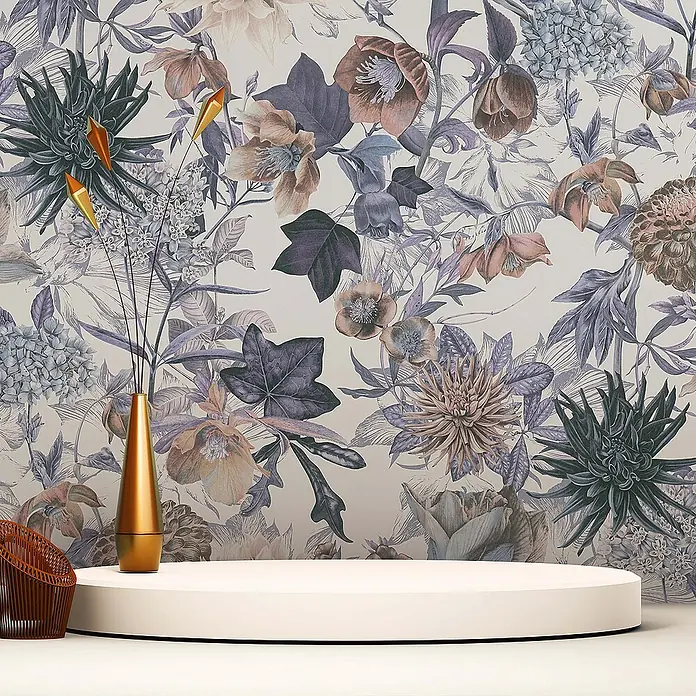 Tadessi Vliestapete M1-No.772 - Blau, Floral, 10,05 x 0,53 m