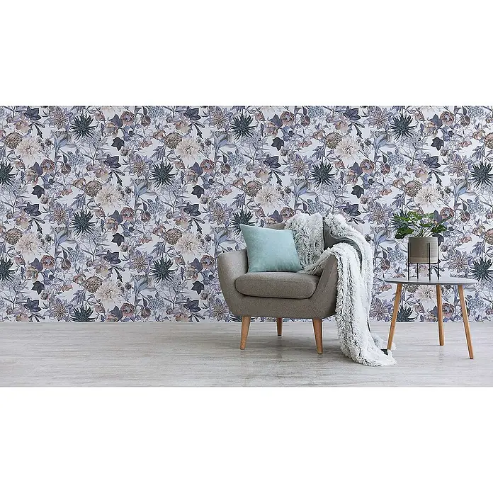 Tadessi Vliestapete M1-No.772 - Blau, Floral, 10,05 x 0,53 m