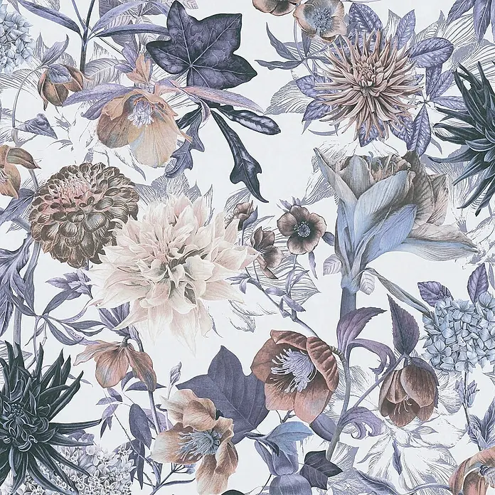 Tadessi Vliestapete M1-No.772 - Blau, Floral, 10,05 x 0,53 m