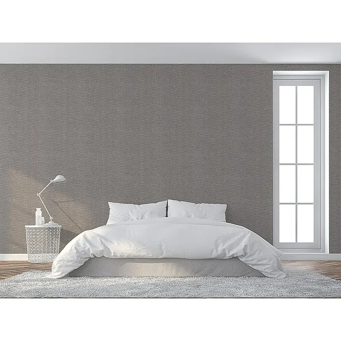 Tadessi Vliestapete M1-No.1710 - Grau, Sonstiges, 10,05 x 0,53 m - Strukturierte graue Tapete an einer Schlafzimmerwand.