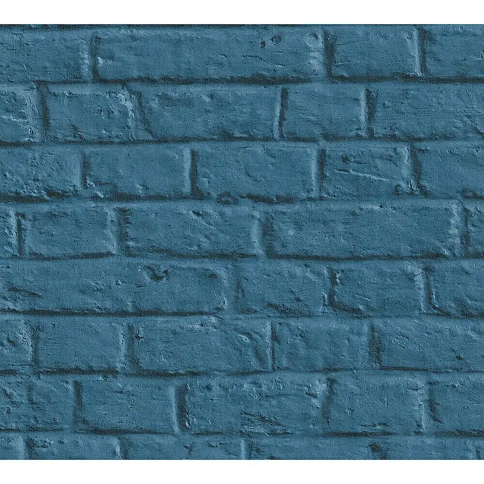 Tadessi Vliestapete M1-No.1568 - Blau, Steinoptik, 10,05 x 0,53 m - Texturierte blaue Ziegelwand.