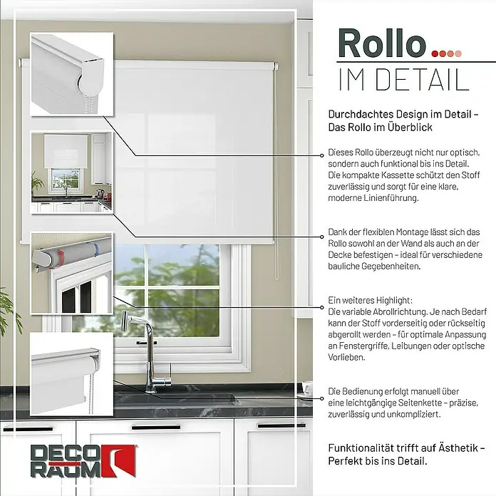 Deco-Raum Rollo Tageslicht Basic GL - B x H: 45 x 150 cm, Schwarz, Uni