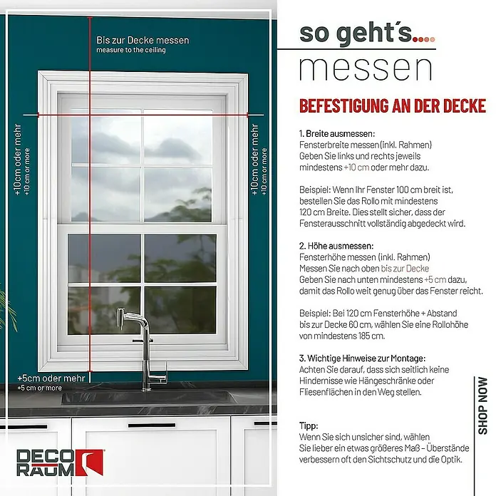 Deco-Raum Rollo Tageslicht Basic GL - B x H: 80 x 150 cm, Cappuccino, Uni