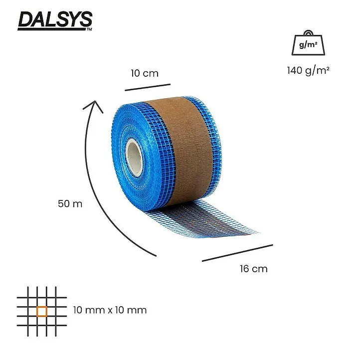 Dalsys Gitterbewehrungsstreifen Balkenfix 50m x 16cm, 140 g/m², 10 x 10mm - 