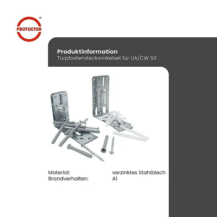Protektor Montagezubehör für Trockenbau Türpfostensteckwinkel Set UA/CW 50 Silber - 