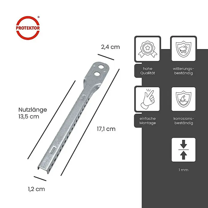 Protektor Montagezubehör für Trockenbau 100x Nonius Abhänger Oberteil 135mm Silber - 