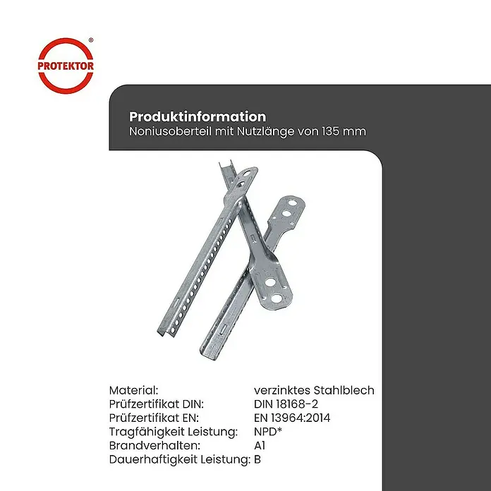 Protektor Montagezubehör für Trockenbau 100x Nonius Abhänger Oberteil 135mm Silber - 