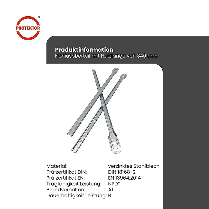 Protektor Montagezubehör für Trockenbau 100x Nonius Abhänger Oberteil 340mm Silber - 
