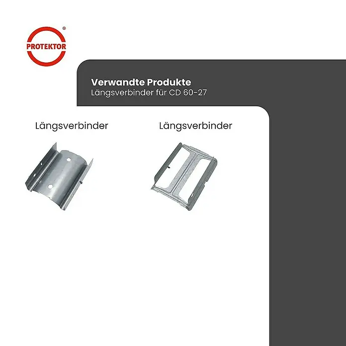 Protektor Montagezubehör für Trockenbau Längsverbinder CD Profil 60/27 Trockenbau Silber - 