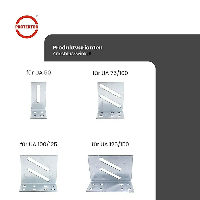 Protektor Montagezubehör für Trockenbau 25x Anschlusswinkel für UA 125/150 Silber - 