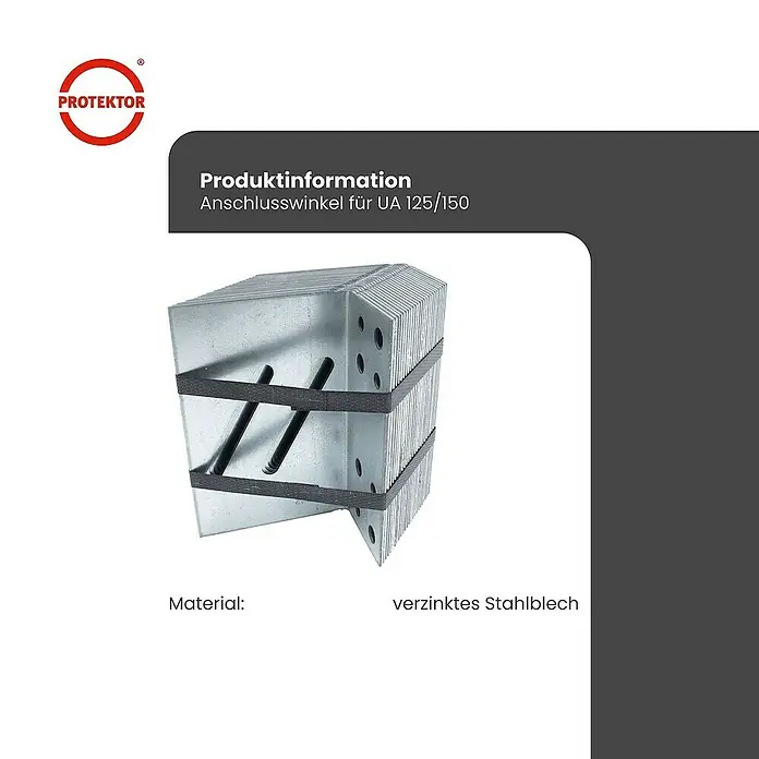 Protektor Montagezubehör für Trockenbau 25x Anschlusswinkel für UA 125/150 Silber - 