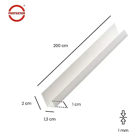 Protektor  Kantenschutz für Trockenbau 3741 Einfassprofil 200cm PVC für 12,5mm Gipskarton Weiß