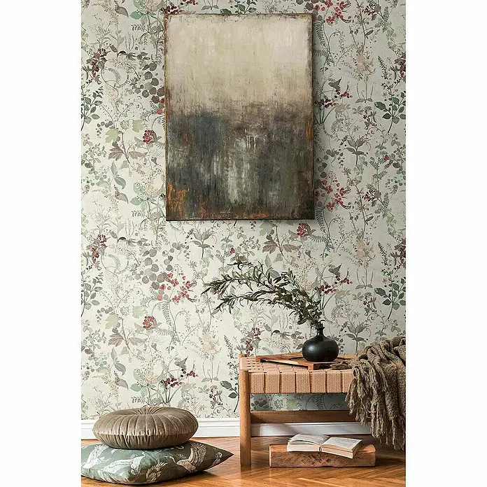 Tadessi Vliestapete M1-No.4048 - Weiß, Floral, 10,05 x 0,53 m