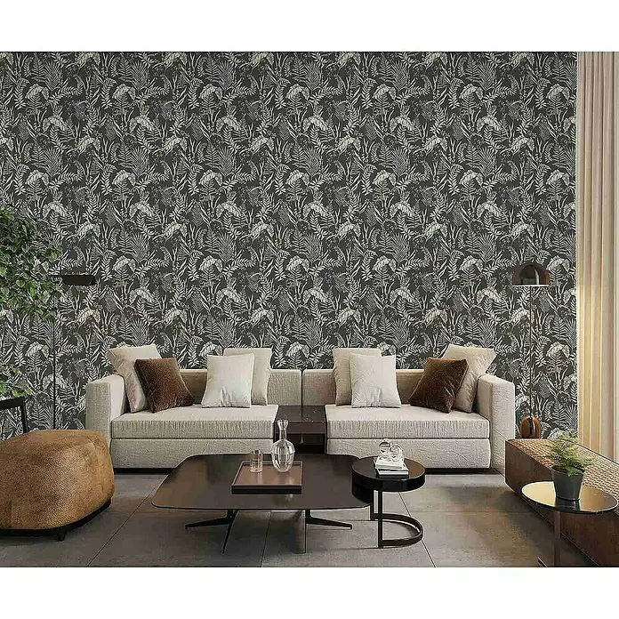 Tadessi Vliestapete M1-No.4517 - Schwarz, Floral, 10,05 x 0,53 m